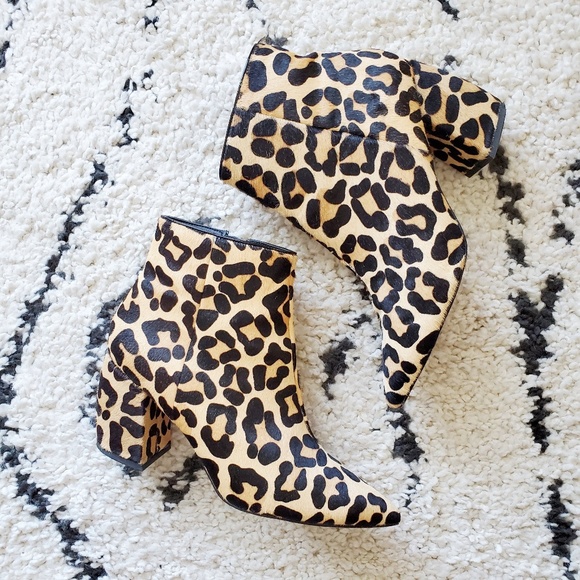 ASOS Shoes - Asos Leaopard Pointed Toe Heeled Ankle Booties 9